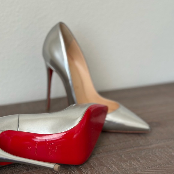 Christian Louboutin Silver Stiletto Heels - Picture 3 of 4